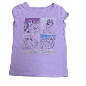 Disney Princesses Sparkles Tee 5T Top T-Shirt “Power To the Girls” Size Girls 5T